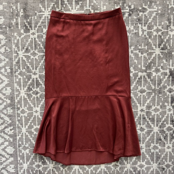 GUC Express Rust Silk Satin Midi Skirt Zip back - Picture 2 of 14